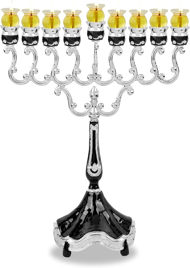 Hanukkah menorah with nine branches used during the holiday