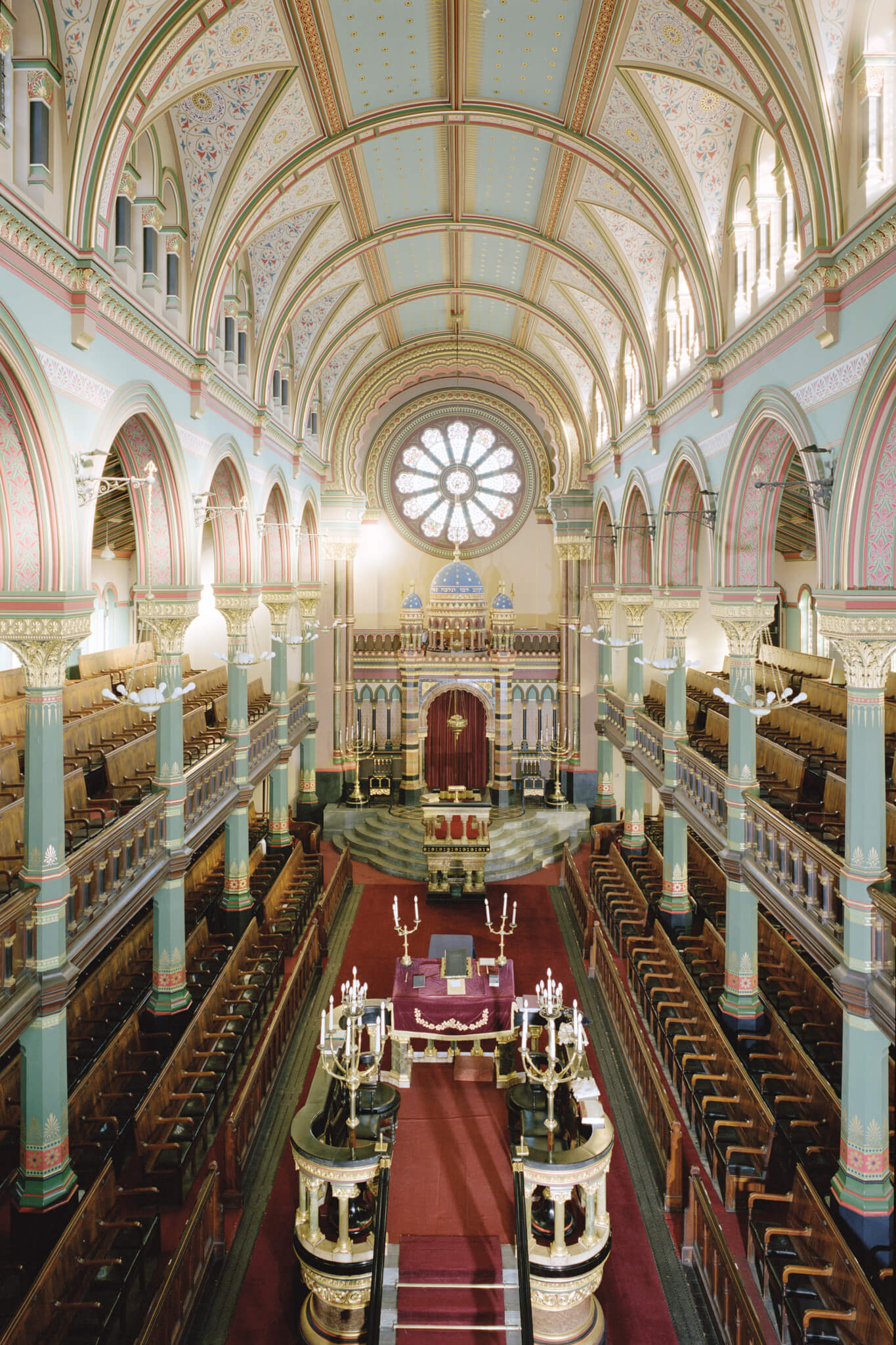 Quiet synagogue setting prepared for High Holiday reflection