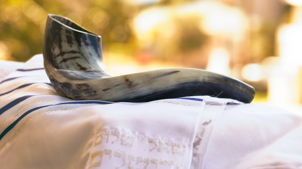 Ram horn shofar used during Rosh Hashanah services