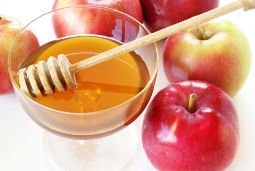 Apples dipped in honey for Rosh Hashanah