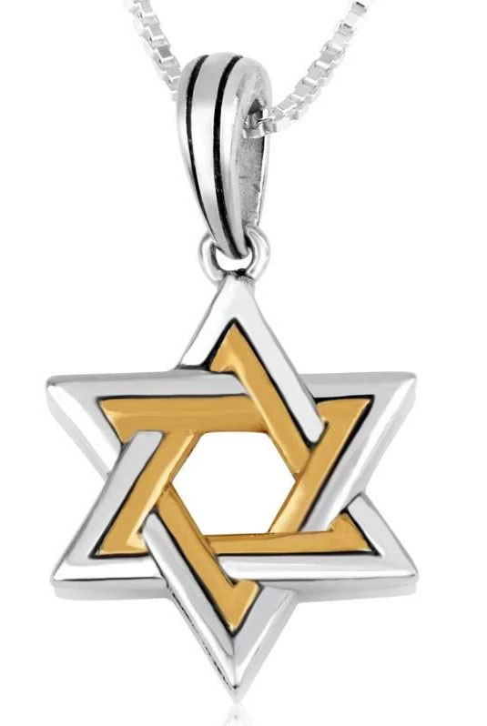 Star of David pendant necklace worn as Jewish symbol