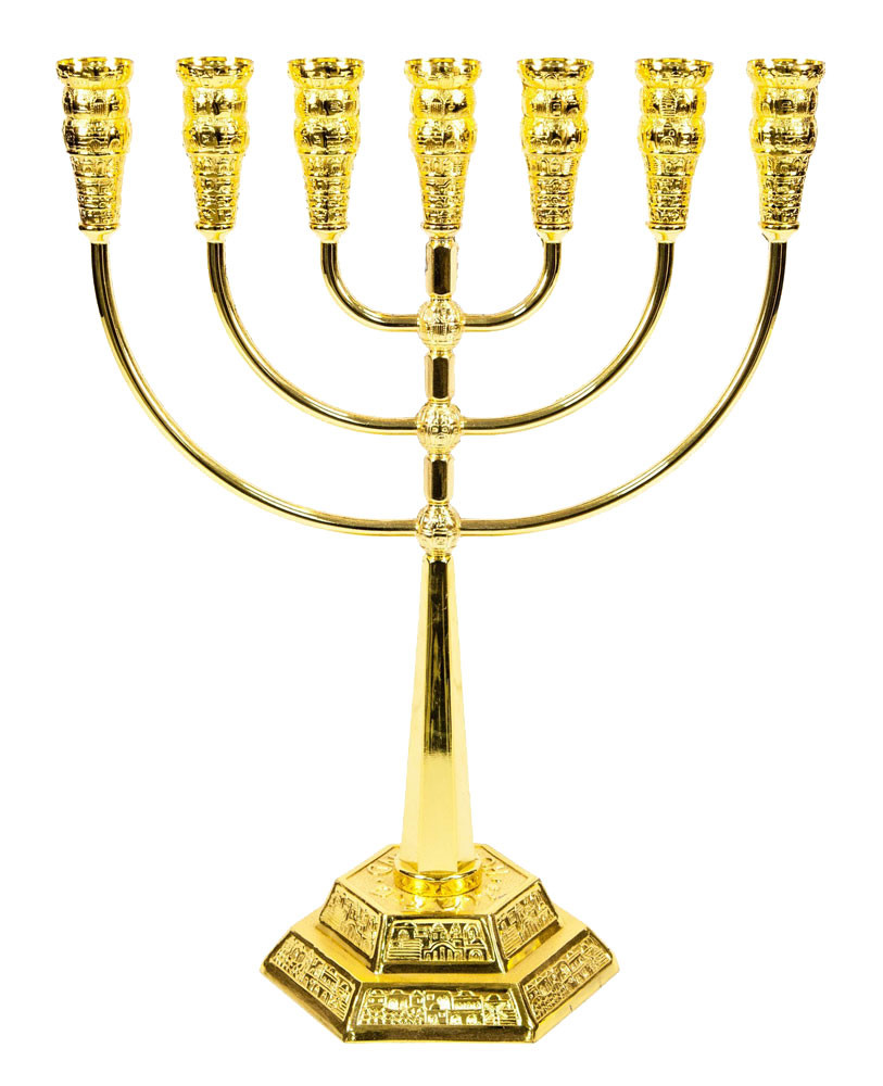 Seven-branched menorah representing the ancient Temple menorah