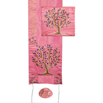Pink Prayer Shawl with Tree of Life
